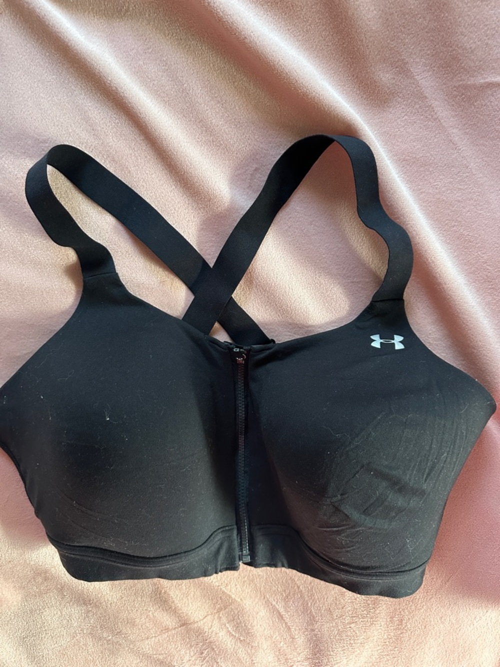 Under Armour Black Front-Zip Cross-Back Sports Bra